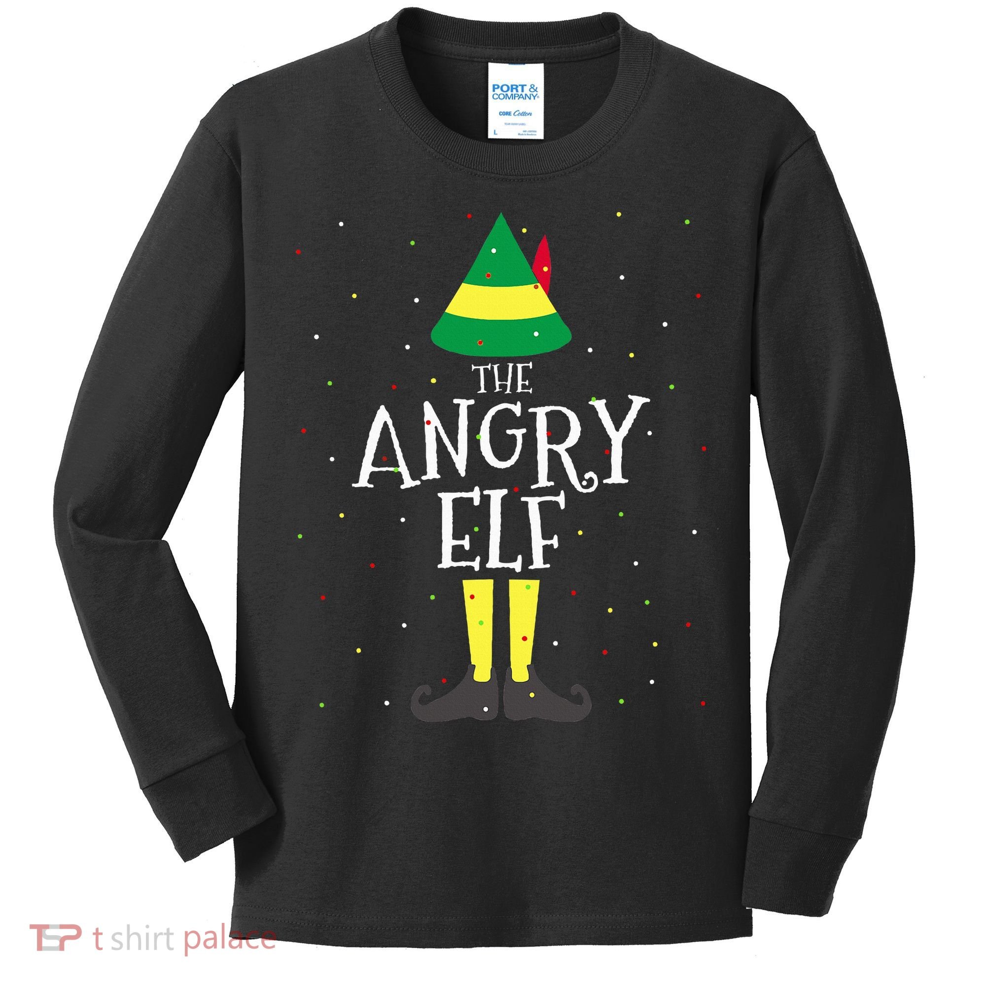 Angry Elf Family Matching Christmas Group Kids Long Sleeve Shirt