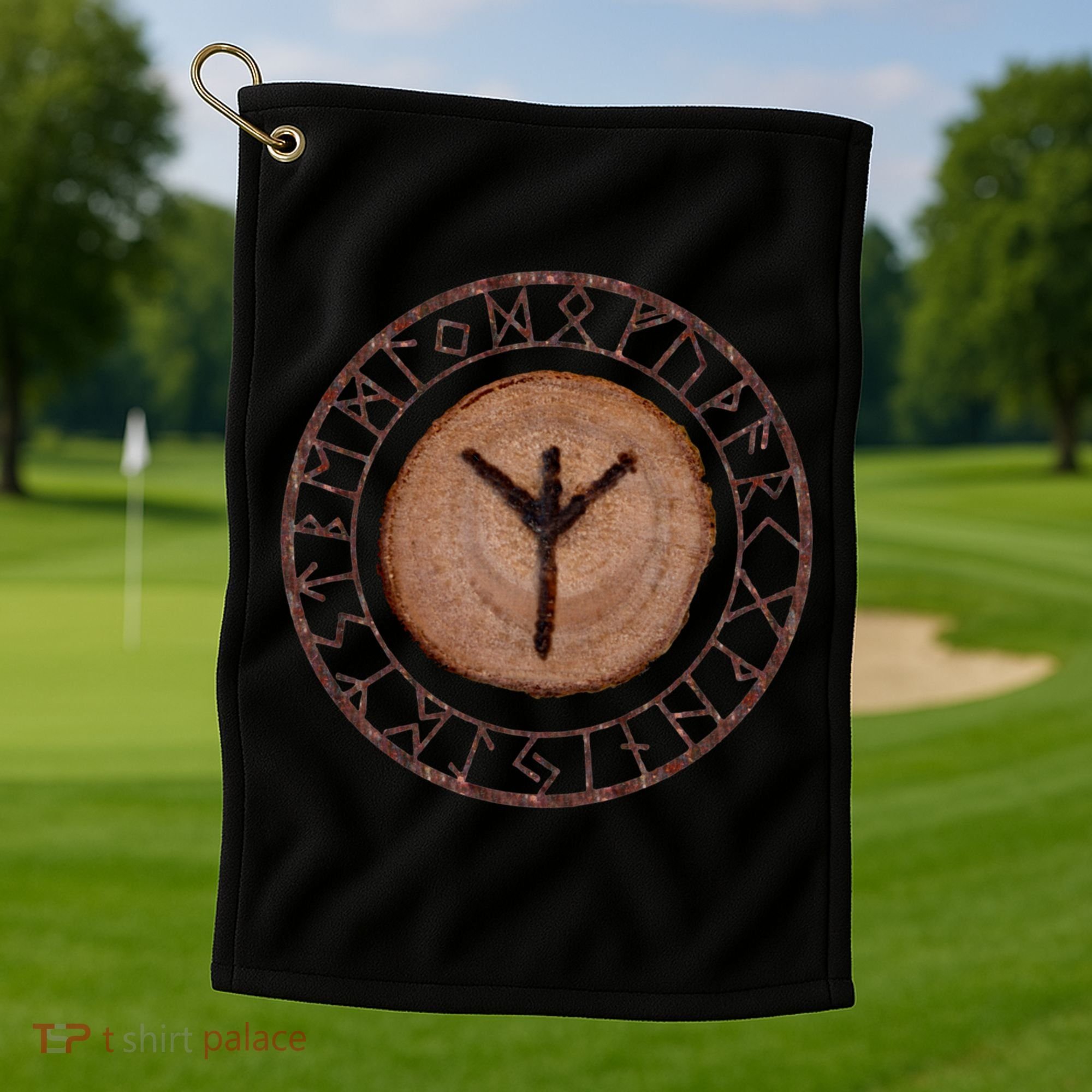 Algiz Elder Futhark Rune Golf Towel