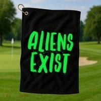 Aliens Exist Funny Alien Golf Towel thumb 1