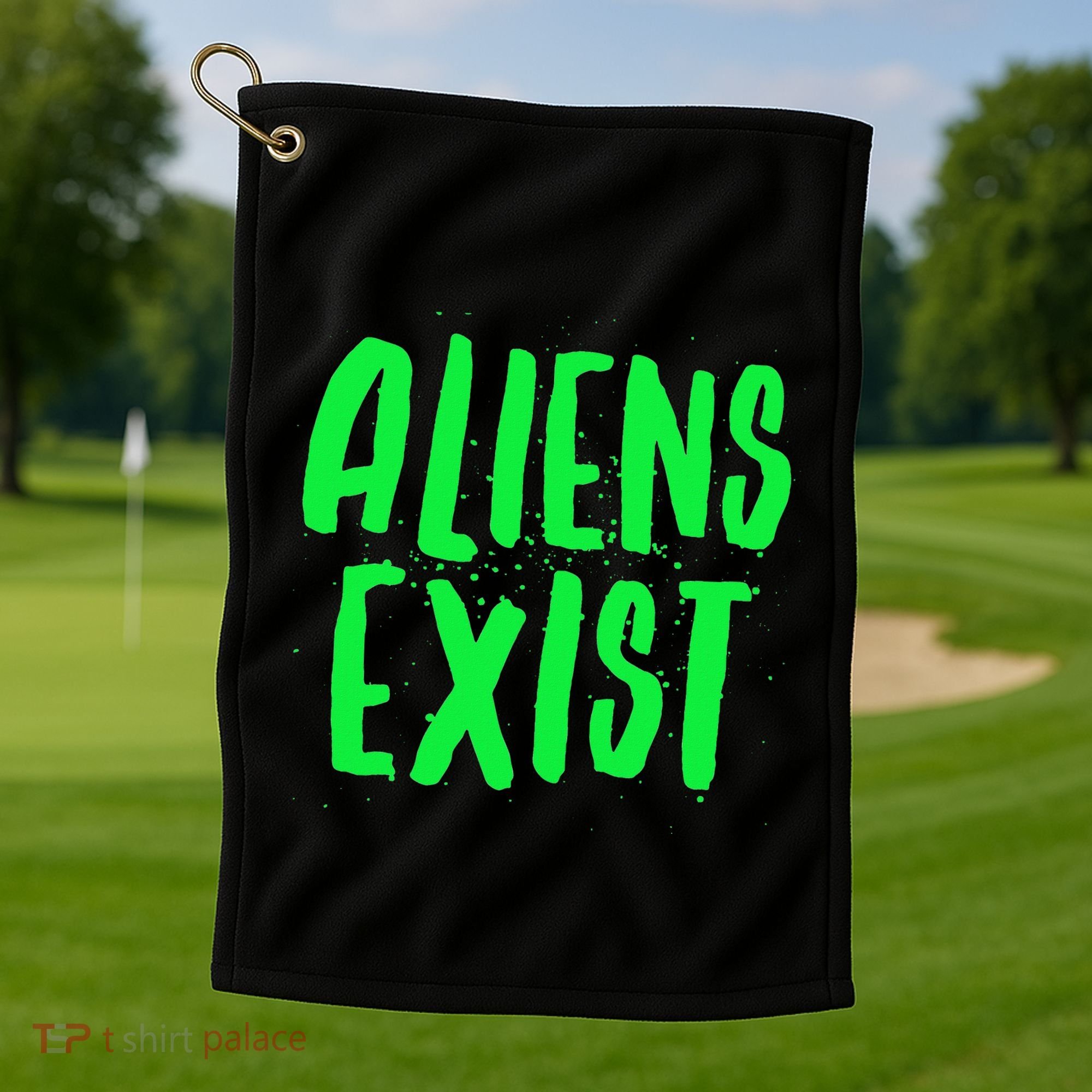 Aliens Exist Funny Alien Golf Towel