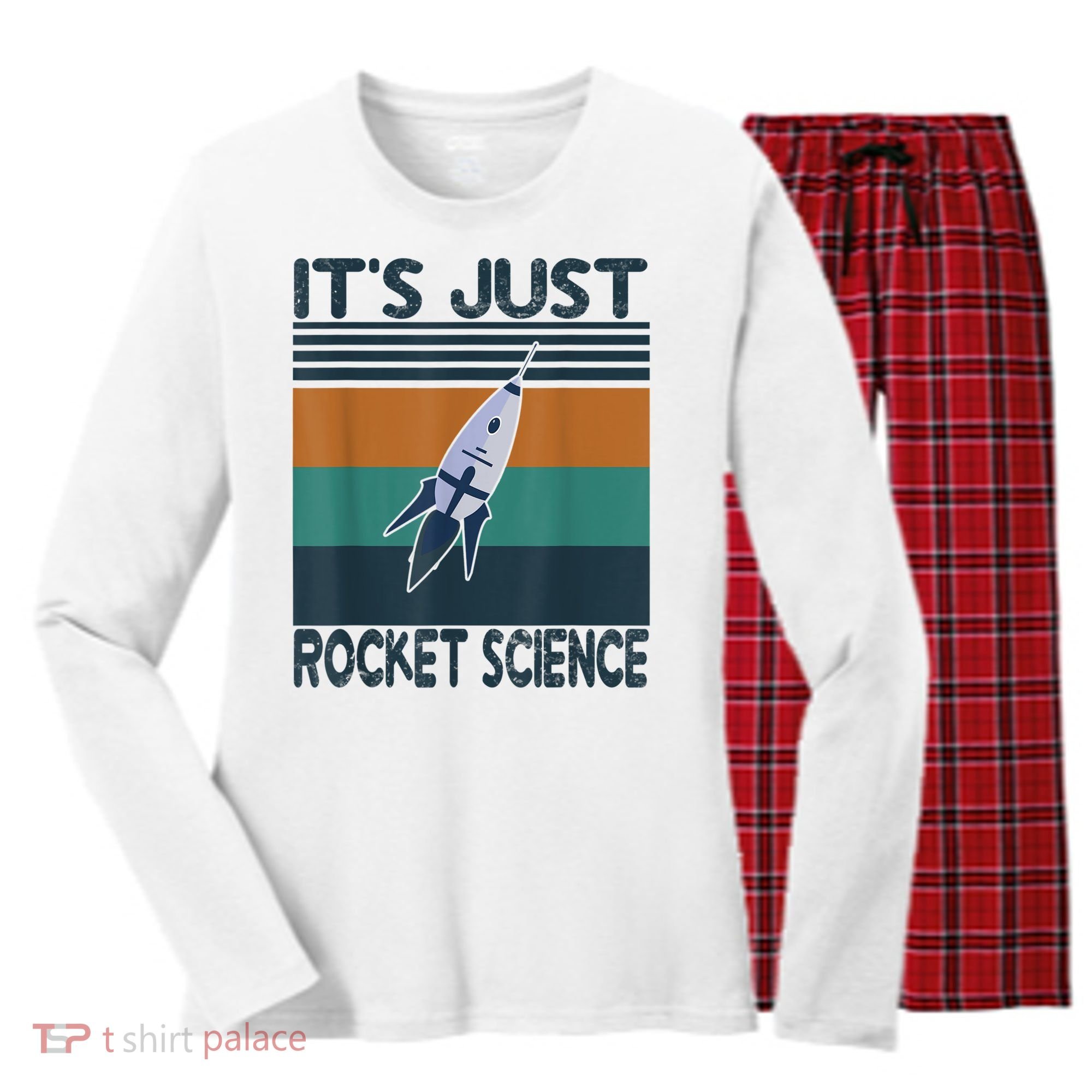 Aerospace Engineering Gifts It's Just Rocket Science Space Women's Long Sleeve Flannel Pajama Set 