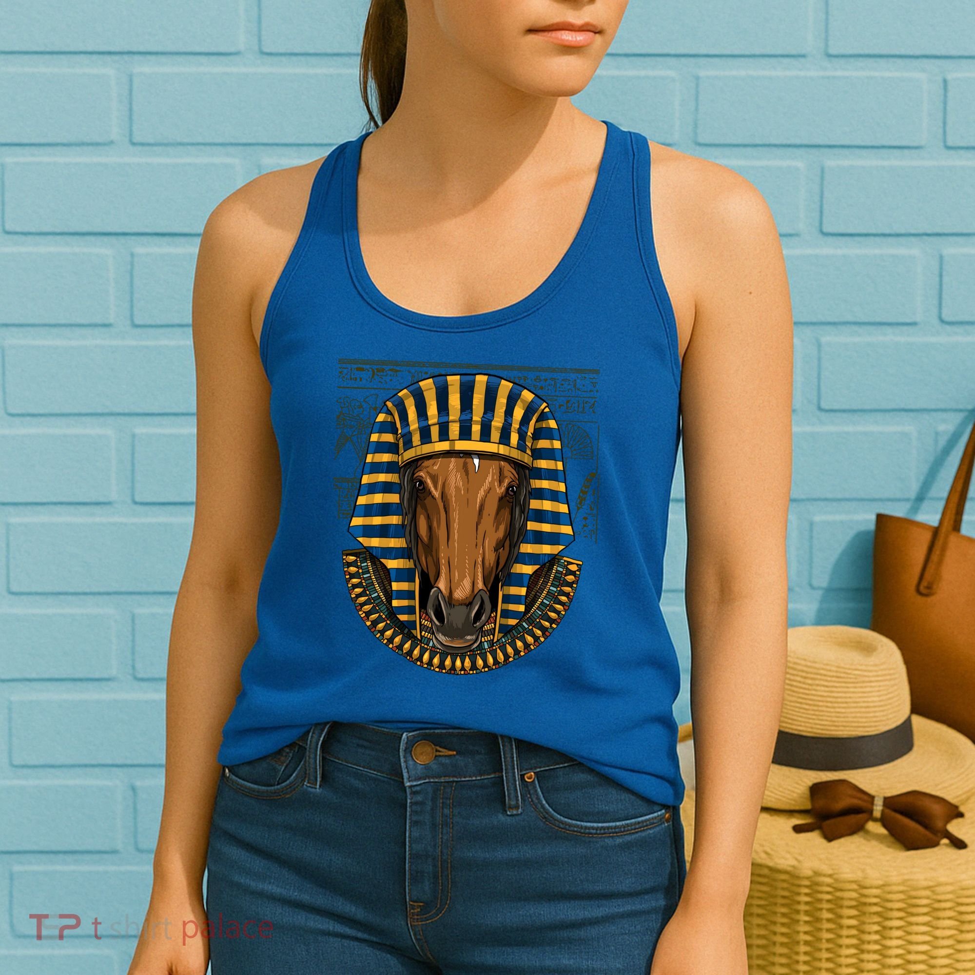 Ancient Egyptian Goddess Horse Pyramid Horse Lover Cow Gift Women's Tank Top