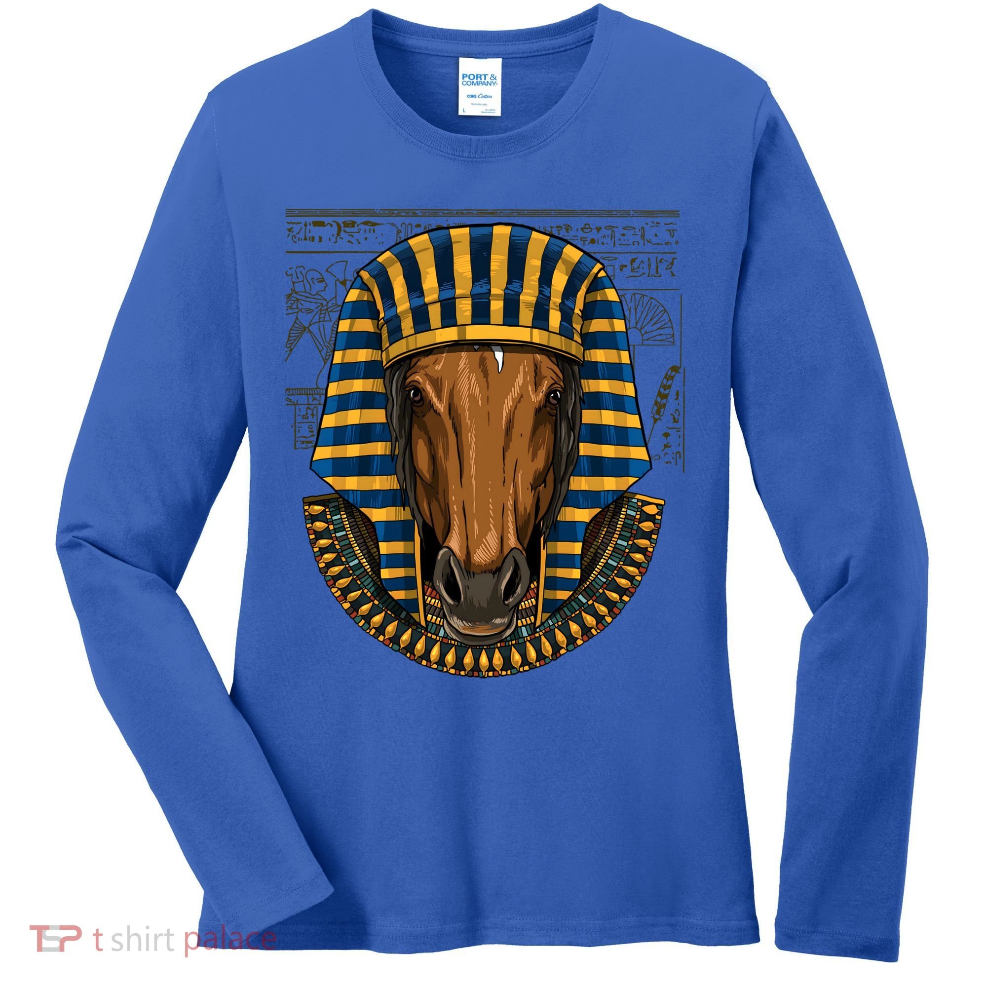 Ancient Egyptian Goddess Horse Pyramid Horse Lover Cow Gift Women's Long Sleeve Shirt