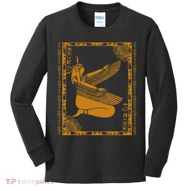 Ancient Egypt Goddess Maat Ma’At Egyptian Kemet Kids Long Sleeve Shirt