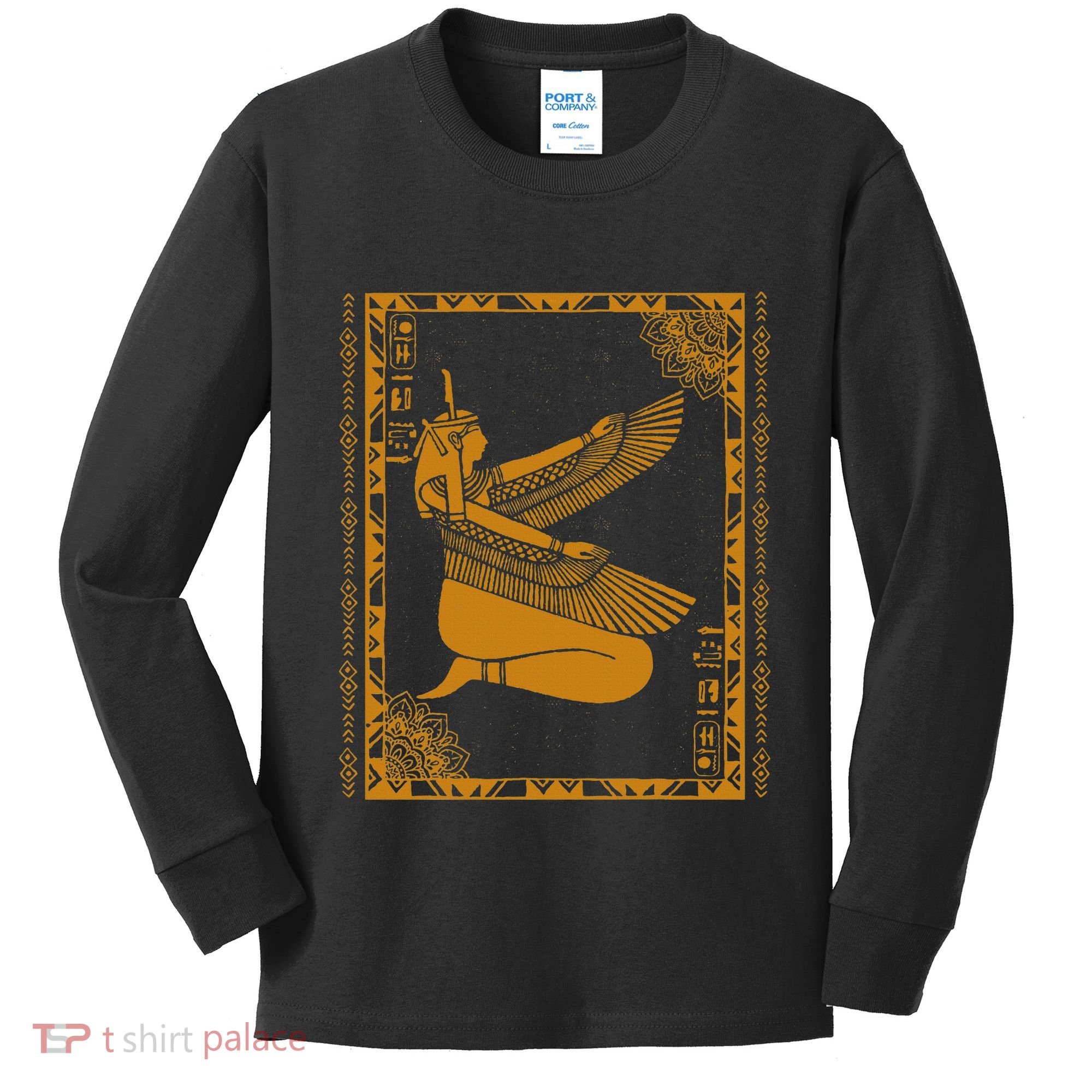 Ancient Egypt Goddess Maat Ma’At Egyptian Kemet Kids Long Sleeve Shirt