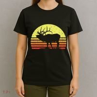 American Elk Hunter Dad Vintage Retro Sun Bow Hunting Gift T-Shirt thumb 4