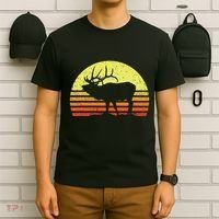 American Elk Hunter Dad Vintage Retro Sun Bow Hunting Gift T-Shirt thumb 6