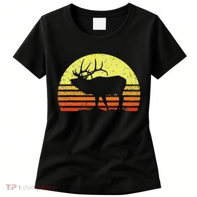 American Elk Hunter Dad Vintage Retro Sun Bow Hunting Gift Women's T-Shirt