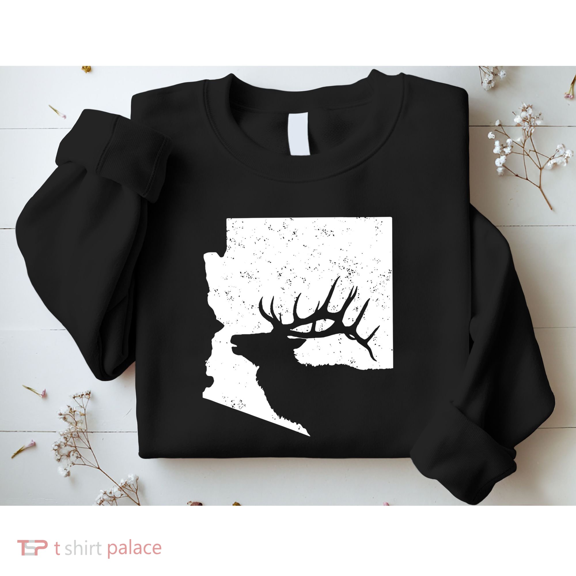 Arizona Elk Hunting Bull Elk Az State Shape Sweatshirt