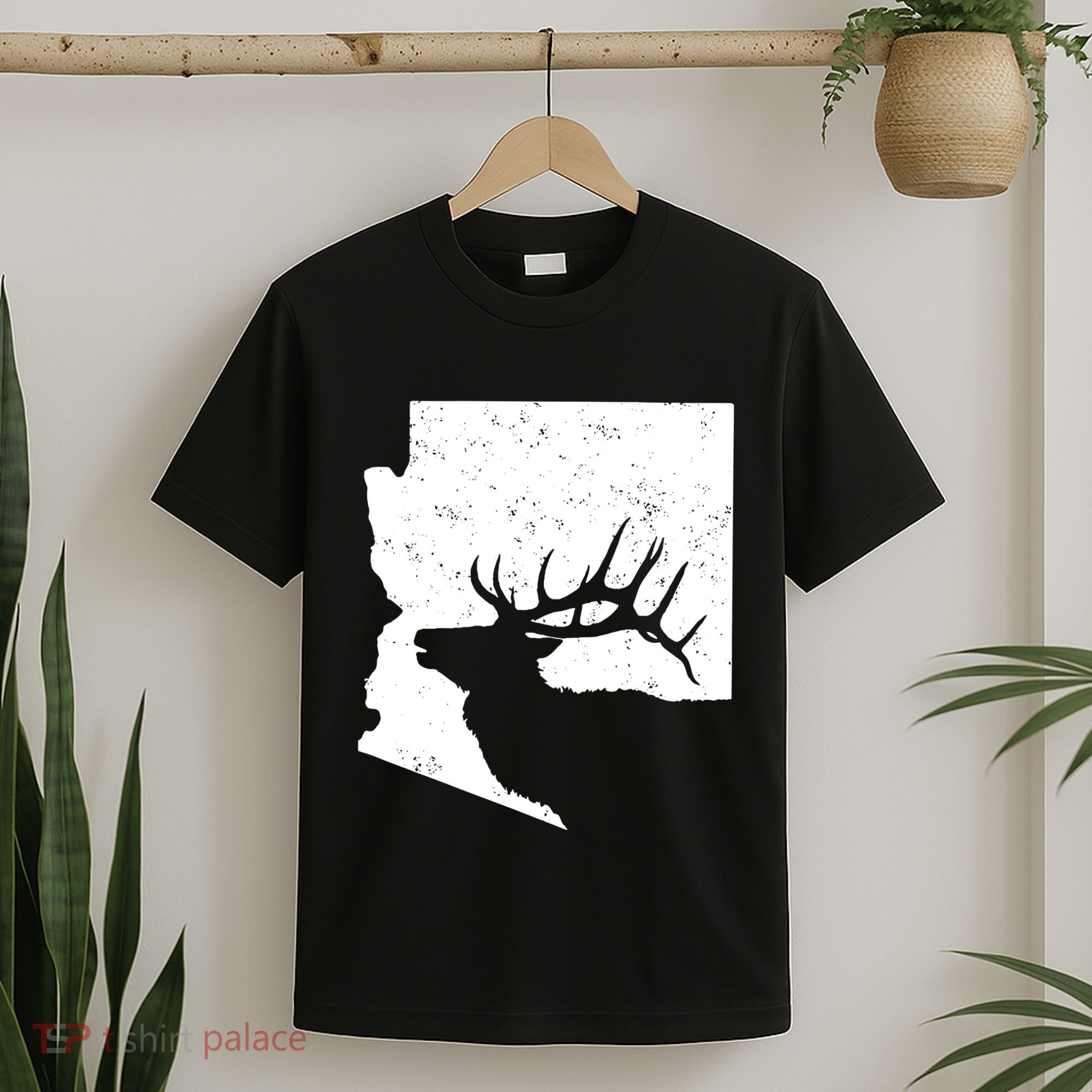 Arizona Elk Hunting Bull Elk Az State Shape T-Shirt