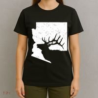 Arizona Elk Hunting Bull Elk Az State Shape T-Shirt thumb 4