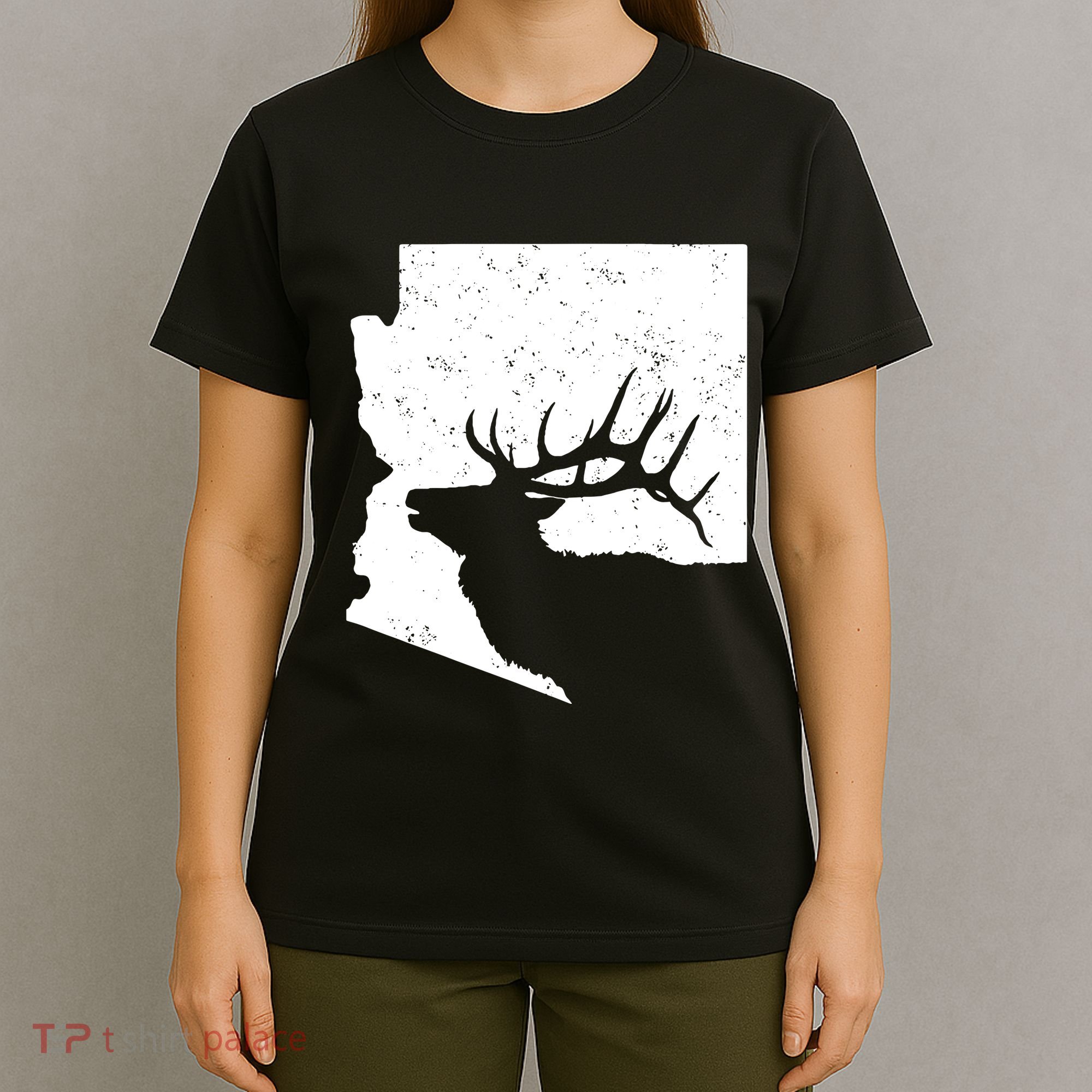 Arizona Elk Hunting Bull Elk Az State Shape T-Shirt