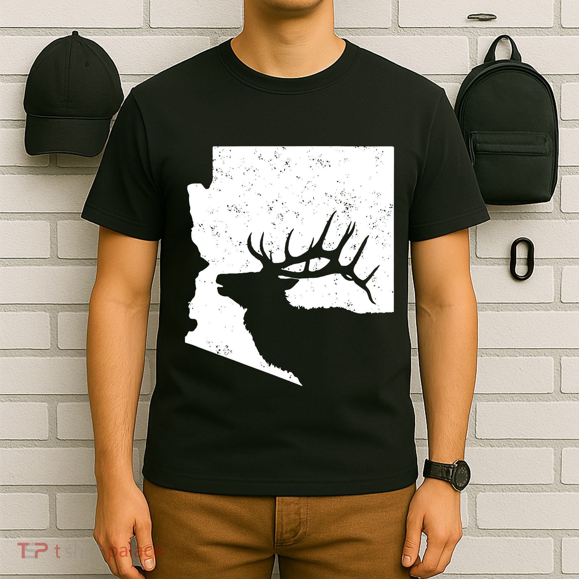 Arizona Elk Hunting Bull Elk Az State Shape T-Shirt
