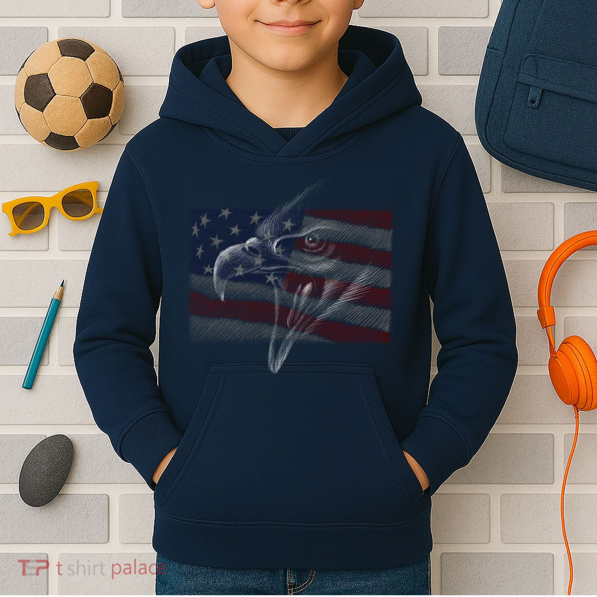 American Eagle Illustration Art Kids Hoodie
