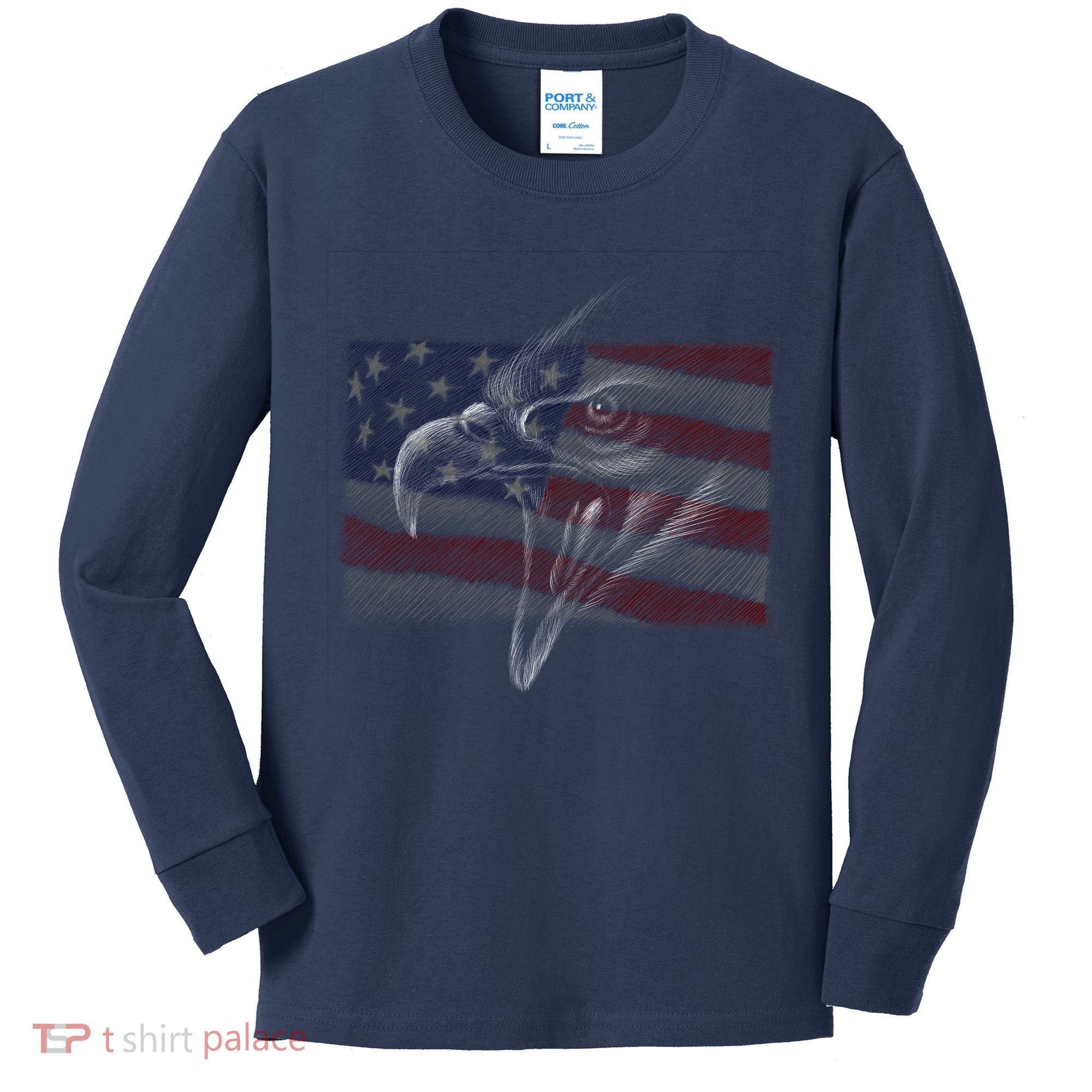 American Eagle Illustration Art Kids Long Sleeve Shirt