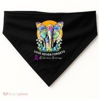 Alzheimer Elephant Love Never Forgets Alzheimer’s Awareness USA-Made Doggie Bandana thumb 0