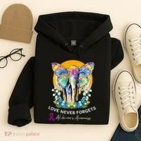 Alzheimer Elephant Love Never Forgets Alzheimer’s Awareness Hoodie thumb 4