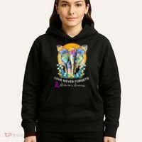 Alzheimer Elephant Love Never Forgets Alzheimer’s Awareness Hoodie thumb 5