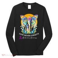 Alzheimer Elephant Love Never Forgets Alzheimer’s Awareness Long Sleeve Shirt thumb 0