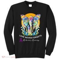 Alzheimer Elephant Love Never Forgets Alzheimer’s Awareness Sweatshirt thumb 0