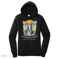 Alzheimer Elephant Love Never Forgets Alzheimer’s Awareness Women's Hoodie thumb 0
