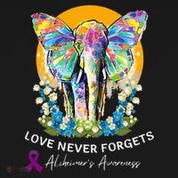 Alzheimer Elephant Love Never Forgets Alzheimer’s Awareness Women's Hoodie thumb 2