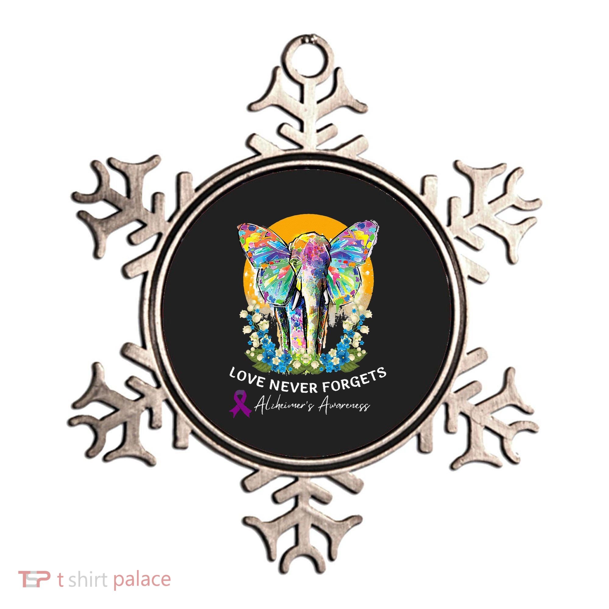 Alzheimer Elephant Love Never Forgets Alzheimer’s Awareness Ornament