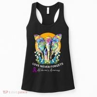 Alzheimer Elephant Love Never Forgets Alzheimer’s Awareness Women's Tank Top thumb 0