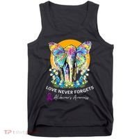 Alzheimer Elephant Love Never Forgets Alzheimer’s Awareness Tank Top thumb 0