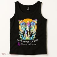Alzheimer Elephant Love Never Forgets Alzheimer’s Awareness Tank Top thumb 2