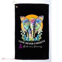 Alzheimer Elephant Love Never Forgets Alzheimer’s Awareness Golf Towel thumb 0