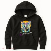 Alzheimer Elephant Love Never Forgets Alzheimer’s Awareness Kids Hoodie thumb 0