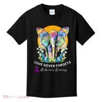 Alzheimer Elephant Love Never Forgets Alzheimer’s Awareness Kids T-Shirt thumb 0