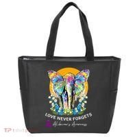 Alzheimer Elephant Love Never Forgets Alzheimer’s Awareness Tote Bag thumb 0