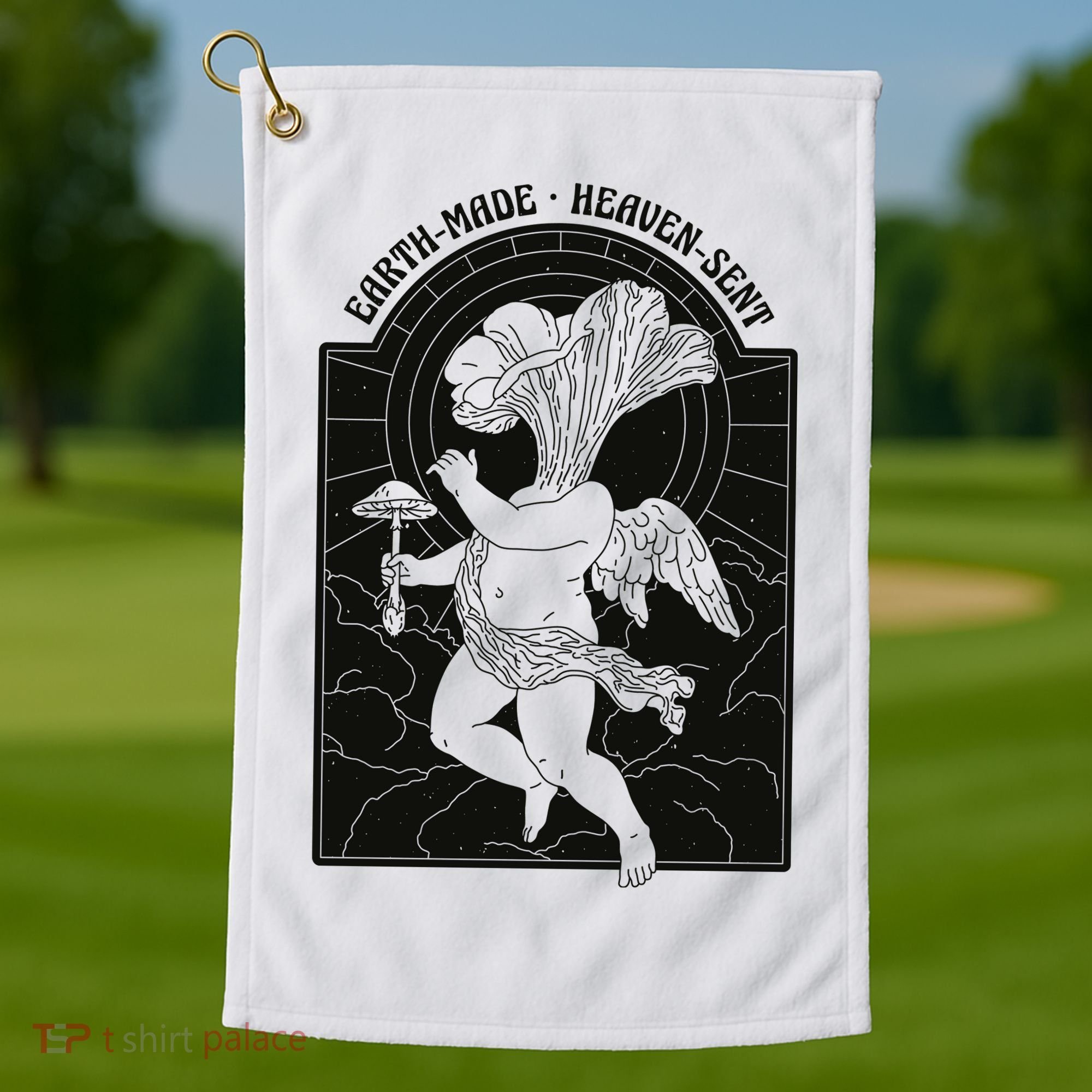 Angel Earth Made Mushroom Golf Towel