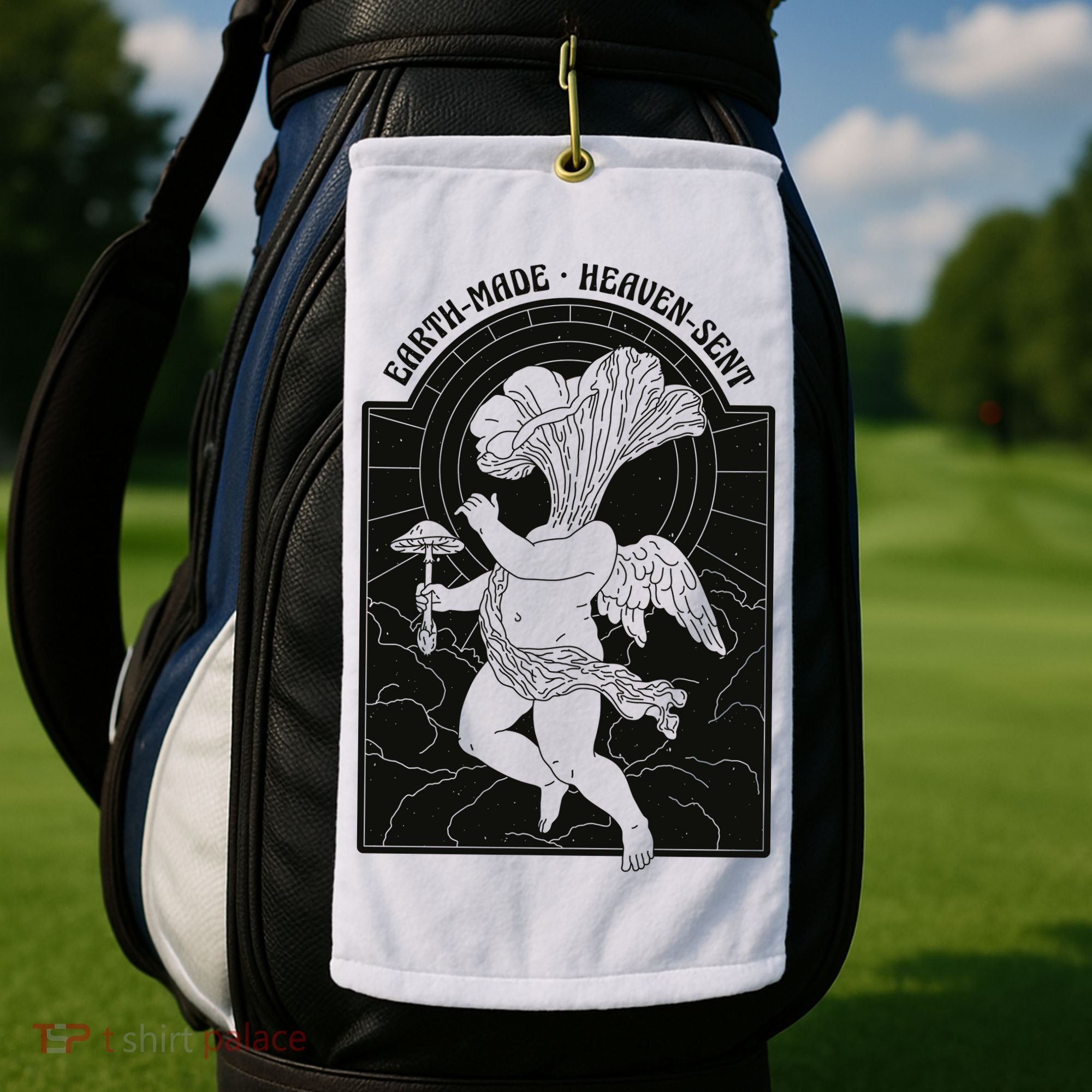 Angel Earth Made Mushroom Golf Towel
