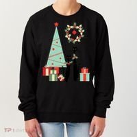 Atomic Era Mid Century Modern Cool Cat Pair Christmas Tree Gift Women's Sweatshirt thumb 0