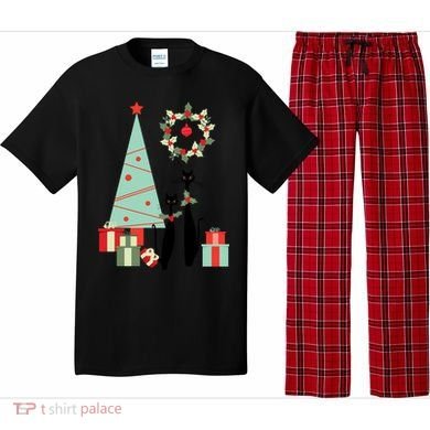 Atomic Era Mid Century Modern Cool Cat Pair Christmas Tree Gift Pajama Set