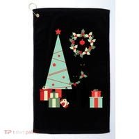 Atomic Era Mid Century Modern Cool Cat Pair Christmas Tree Gift Golf Towel thumb 0