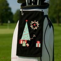Atomic Era Mid Century Modern Cool Cat Pair Christmas Tree Gift Golf Towel thumb 2