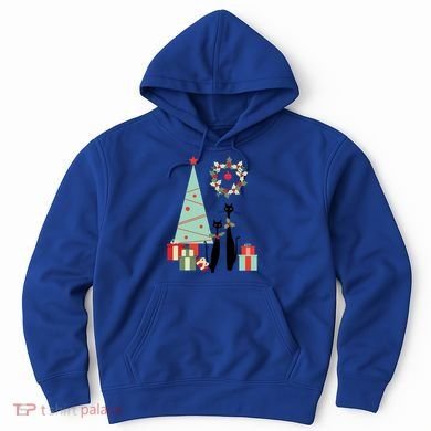 Atomic Era Mid Century Modern Cool Cat Pair Christmas Tree Gift Hoodie