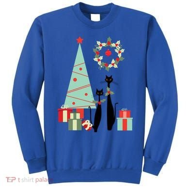 Atomic Era Mid Century Modern Cool Cat Pair Christmas Tree Gift Sweatshirt