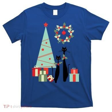 Atomic Era Mid Century Modern Cool Cat Pair Christmas Tree Gift T-Shirt