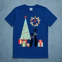 Atomic Era Mid Century Modern Cool Cat Pair Christmas Tree Gift T-Shirt thumb 5