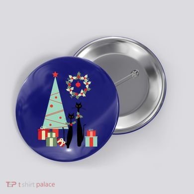 Atomic Era Mid Century Modern Cool Cat Pair Christmas Tree Gift Button