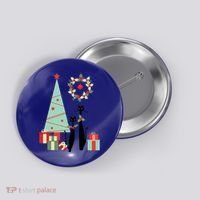 Atomic Era Mid Century Modern Cool Cat Pair Christmas Tree Gift Button thumb 0