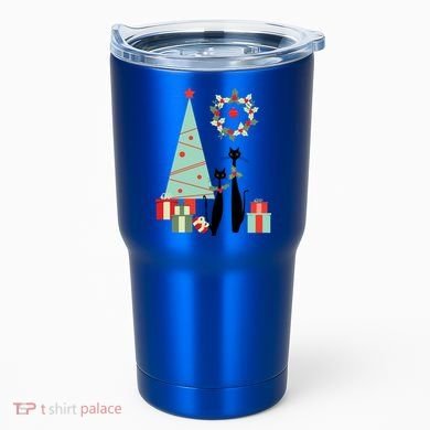 Atomic Era Mid Century Modern Cool Cat Pair Christmas Tree Gift Tumbler