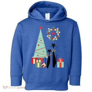 Atomic Era Mid Century Modern Cool Cat Pair Christmas Tree Gift Toddler Hoodie
