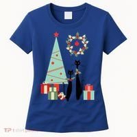 Atomic Era Mid Century Modern Cool Cat Pair Christmas Tree Gift Women's T-Shirt thumb 0