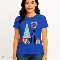 Atomic Era Mid Century Modern Cool Cat Pair Christmas Tree Gift Women's T-Shirt thumb 4